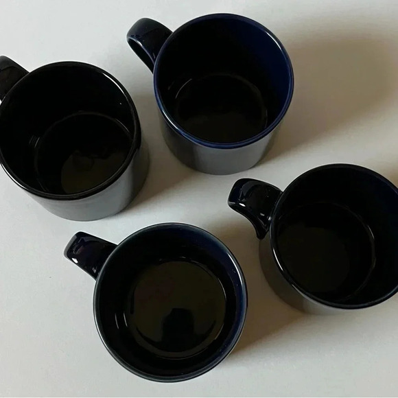 Vintage Dansk Bistro BISSERUP BLUE Flat Mug Tea Coffee Cups Set Of 4 - Picture 2 of 6